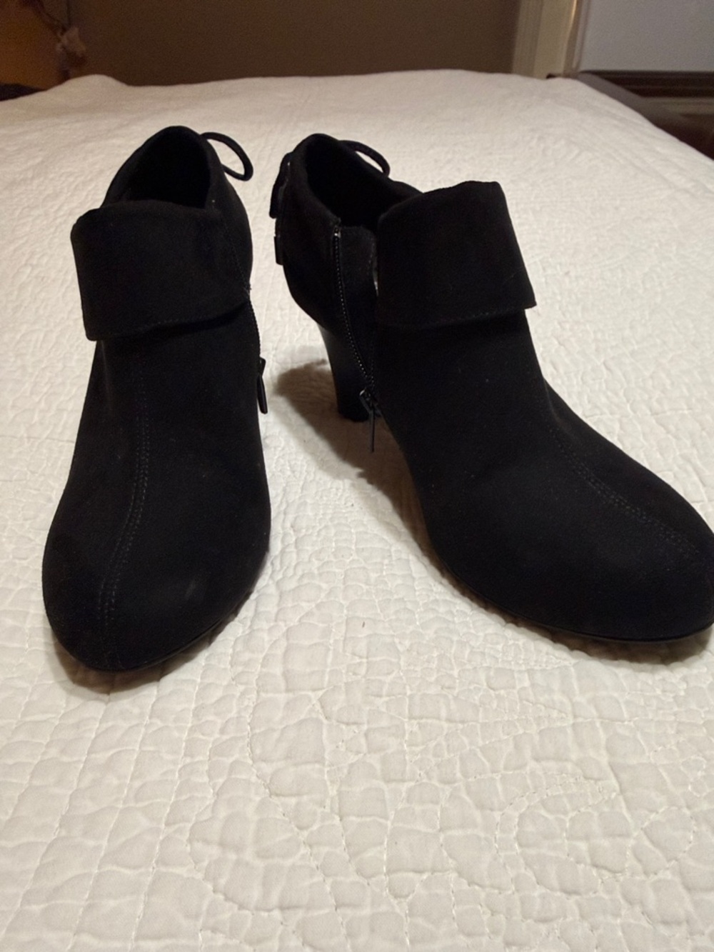 Coach and Four Black Suede Fold-Over Ankle Booties
